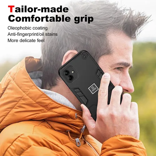 Vista 6 de Generic Funda compatible con Redmi A1, compatible con Redmi A2 Hard PC+TPU 2 en 1 a prueba de golpes, funda de protección de cámara, color negro