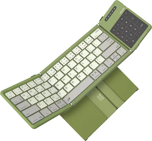 Vista 14 de Nillkin - Teclado plegable de viaje con panel táctil y teclado numérico, teclado Bluetooth inalámbrico portátil plegable de tamaño completo