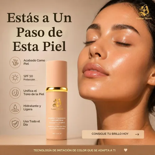 Vista 9 de Forever Bloom Biomimic - Base de maquillaje 4 en 1 que cambia de color SPF 50, luz Claro