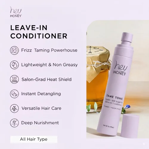 Vista 7 de Hey Honey Tame Tonic - Acondicionador sin enjuague con miel y aceite de argán Domación del encrespamiento, protege el calor y mejora el brillo