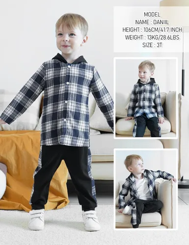 Vista 2 de Fuermos Ropa de franela con botones y botones para bebés y niños pequeños