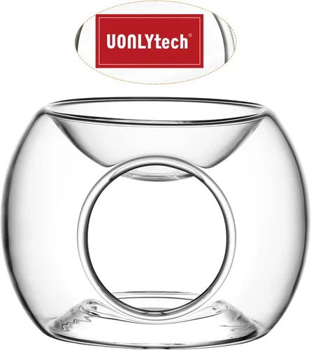 Vista 5 de Uonlytech Portavelas de vidrio transparente quemador de aceite esencial Quemador de cera de vela de tarta calentador difusor aroma calentadores