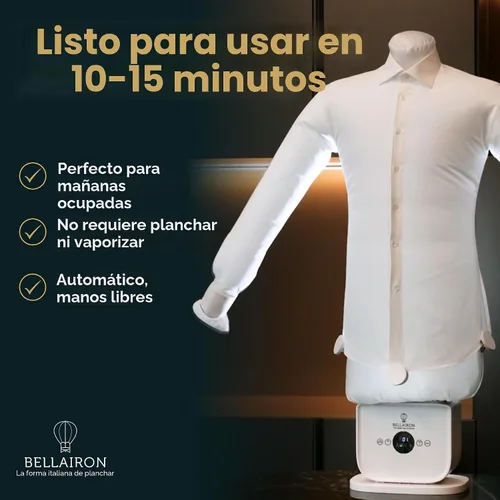 Vista 2 de Bellairon - La máquina de planchar automática original para ropa. Secadora de ropa de aire caliente y removedor de arrugas manos libres para camisas