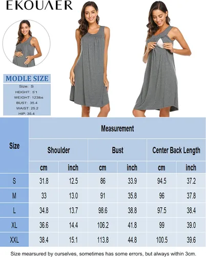 Vista 6 de Ekouaer - Camisón de maternidad para mujer (tallas S-XXL)