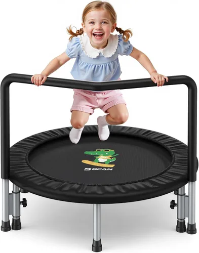 Vista 9 de BCAN SP1 36'' Kids Toddler Trampoline Indoor, Foam Handle FED Fitness Rosa-Clásico