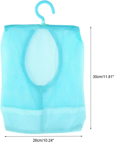 Vista 5 de Bolsa de malla multiusos para colgar con colgador para calcetines, medias, brasier, ropa interior, baño (azul)