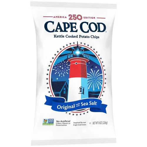 Vista 5 de Cape Cod Papas fritas, papas fritas cocidas en hervidor original, 8 onzas