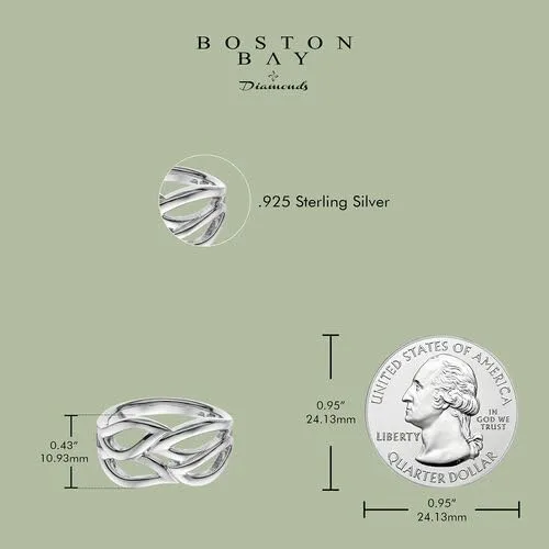 Vista 3 de Anillo ancho de plata de ley 925 - Elección
