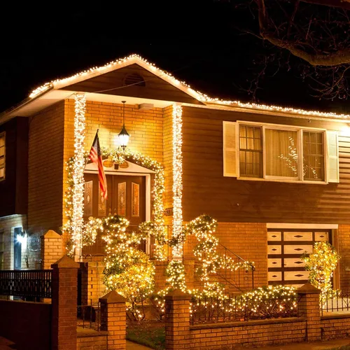 Vista 3 de 100 luces LED de árbol de Navidad de 33 pies que funcionan con baterías, blanco cálido, 8 modos, luces de cadena con temporizador para interiores