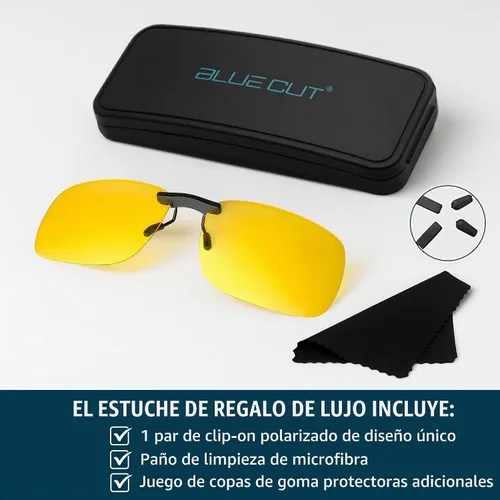 Vista 6 de BLUE CUT Gafas de sol con clip polarizadas para visión nocturna y conducción, bloqueador UV 400 para usar sobre gafas de prescripción