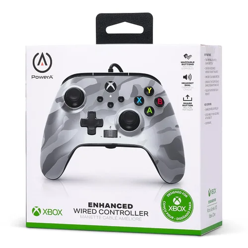 Vista 9 de PowerA Enhanced Wired Controller for Xbox Series XS - Metallic Arctic Camo, gamepad, wired video game controller, gaming controller, Xbox Series XS