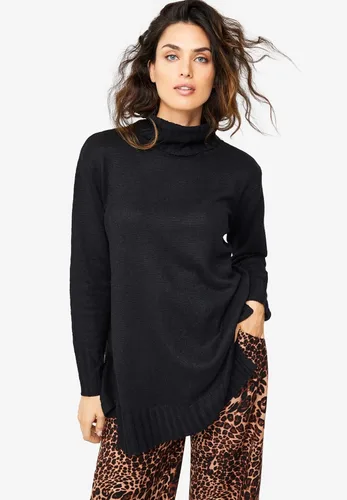 Vista 5 de Ellos Suéter tipo túnica de cuello alto acanalado de talla grande para mujer