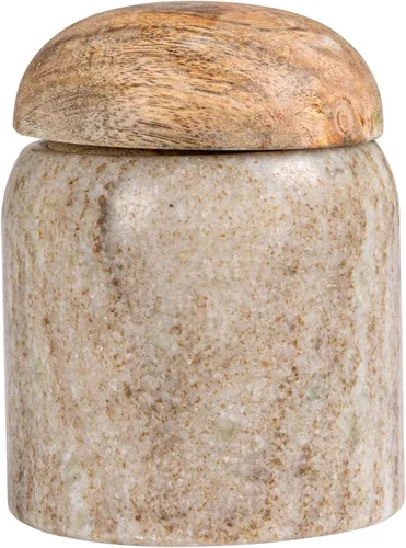 Vista 5 de Creative Co-Op Tapa de madera con diseño de mármol moderno, recipiente natural Beige