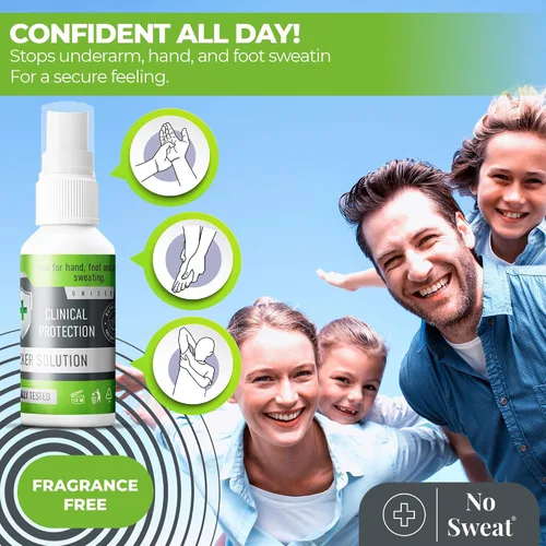 Vista 3 de NO SWEAT Spray antitranspirante de máxima resistencia, desodorante fuerte para tratamiento de sudoración excesiva y hiperhidrosis, dura hasta 7 días