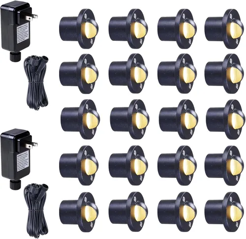 Vista 12 de Yescom, lámpara de escalera de 10 piezas a prueba de agua, lámpara de 7.2 vatios, 12 voltios con adaptador. Voltage Landscape Lighting with