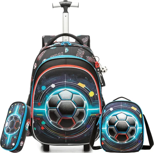 Vista 14 de Meetbelify Mochila con ruedas para niños, mochila con ruedas, equipaje para niños, 01 Azul, Computadora portátil