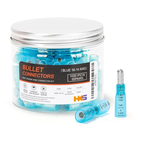 Vista 17 de HKS Kit de 120 piezas/60 pares de conectores de bala termorretráctiles – Terminales de alambre macho y hembra calibre 22-10 AWG – Conectores