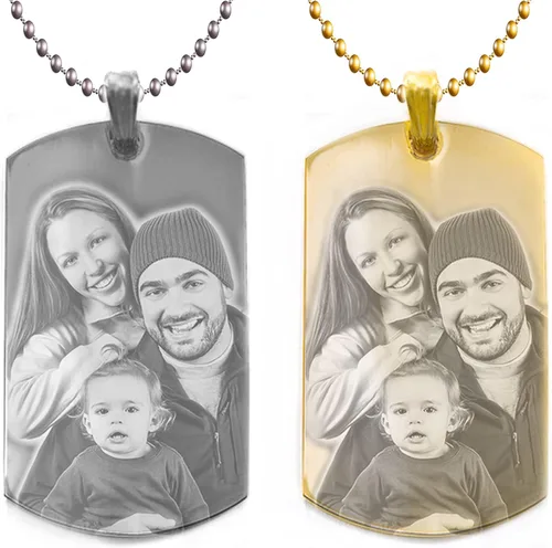 Vista 2 de Chapitas personalizadas con fototexto grabado Personalice la chapita con su imagen texto Grabado gratuito Regalo ideal para San Valentín día