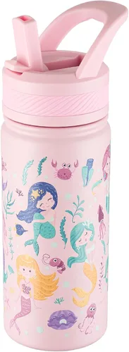 Vista 15 de Fanhaw Botella de Agua Aislada para Niños de 18 Oz con Tapa de Pajita – Acero Inoxidable de Doble Pared al Vacío, A Prueba de Fugas, Botellas