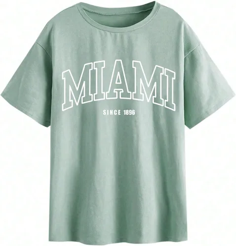 Vista 5 de SOLY HUX Camisetas de Gran Tamaño para Mujer Camisetas Gráficas Casuales Vintage Tops de Verano Camisas de Media Manga