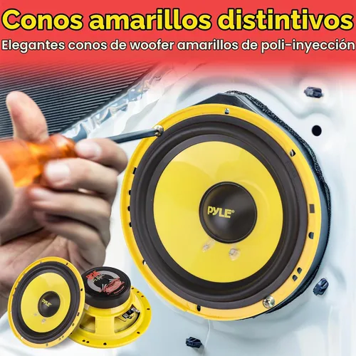 Vista 4 de Pyle Sistema de altavoces de componentes personalizados de 2 vías, 6.5 pulgadas, 400 vatios, con cesta de plástico electrochapado, envolvente