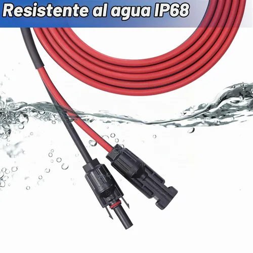 Vista 4 de Cable solar de 10 pies 2 x 10 AWG, cable de extensión solar de doble alambre, hilo de cobre con conectores hembra y macho en ambos extremos, cable