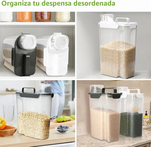 Vista 6 de Viretec Recipiente de almacenamiento de arroz, dispensador hermético de alimentos secos de 15 a 20 libras, recipiente de comida para mascotas