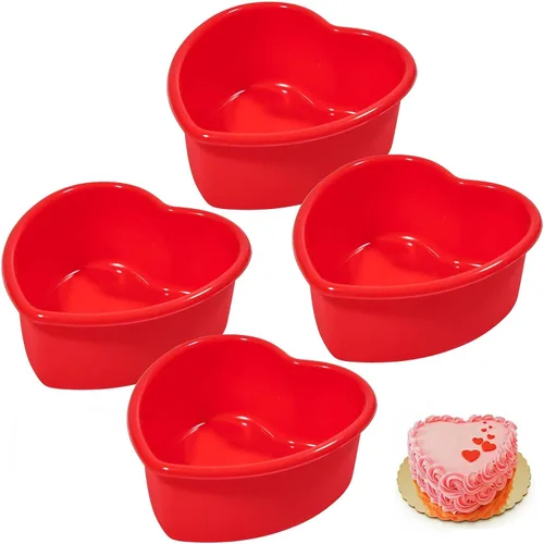 Vista 9 de Mini molde de silicona de 4 pulgadas para tartas de corazón, paquete de 2 moldes antiadherentes para el día de San Valentín, aniversario