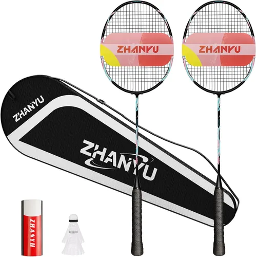 Vista 12 de Raquetas de bádminton, juego de raquetas de bádminton, ofensivas y defensivas, raqueta de entrenamiento profesional ultraligera de carbono compuesto