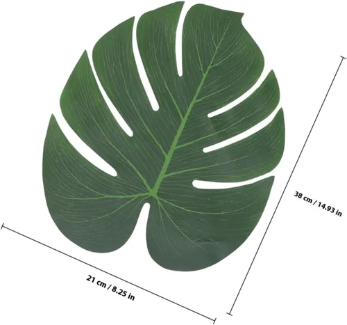 Vista 2 de 77 piezas de hojas de tortuga simuladas, plantas tropicales falsas, tallos de hojas verdes, tallos de palma sintética, plantas fronds, decoración