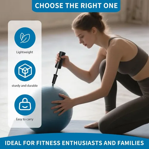 Vista 7 de Bomba de bola de ejercicio compatible con Bosu Balance Trainer, bomba de aire de mano para pelota de ejercicio, bomba de mano portátil