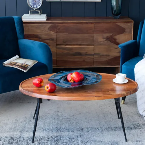 Vista 4 de A&B Home Placa de carga en espiral azul – Placa de carga grande de vidrio circular, decoración del hogar de mesa, pieza de acento de mesa de café