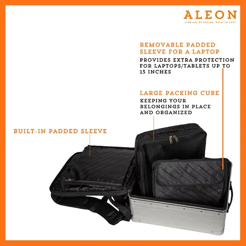 Vista 7 de Mochila híbrida ligera de aluminio de 17 pulgadas para hombres y mujeres, se adapta a portátiles de 15 pulgadas, mochila rígida de alta calidad