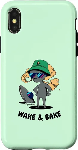 Vista 4 de Estuche de regalo divertido para iPhone 15 Alien Stoner Wake And Bake Weed Marihuana