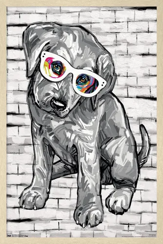 Vista 7 de Trends International PD Moreno - Póster de pared con gafas para perro, 14.725 x 22.375 pulgadas, versión enmarcada de madera de granero