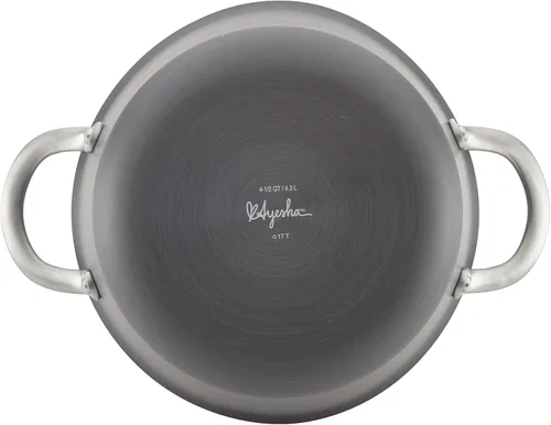 Vista 5 de Ayesha Curry Home Collection Sartén antiadherente anodizada dura con tapa, 4.5 cuartos de galón, gris carbón