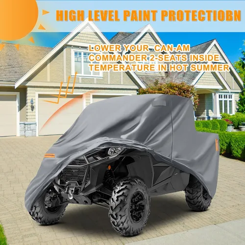 Vista 7 de Cubierta impermeable para UTV compatible con Polaris, cubierta para exterior de 6 capas con ventilaciones de aire, cremallera en la puerta