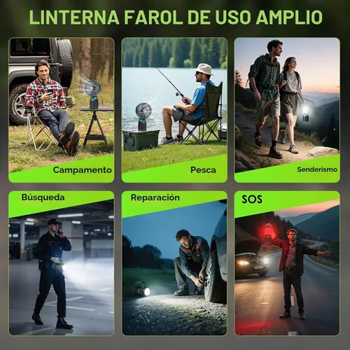 Vista 8 de BOBKID Linterna de camping modular recargable 4 en 1, linterna LED portátil, ventilador de campamento al aire libre, IPX4 impermeable, juego