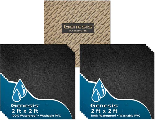 Vista 5 de Genesis Stucco Pro - Azulejos de techo de PVC blanco (muestra de 6" x 6")