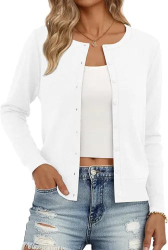 Vista 29 de Trendy Queen Women's Lightweight Knit Cardigan Gris Melange