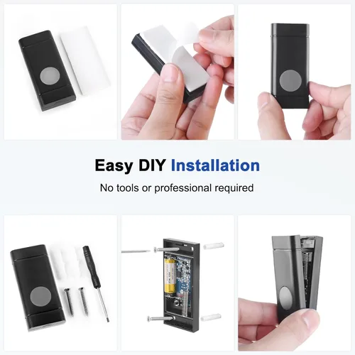 Vista 9 de Campanas de puerta inalámbricas para hogares, kits de timbre con 1 transmisor, 1 receptor, funcionamiento impermeable a un rango de 1000 pies, 48