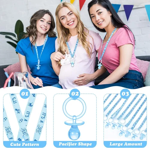 Vista 2 de Coume 60 piezas de chupetes de baby shower, collar de chupetes acrílicos con dijes, regalos de fiesta para niñas y niños, decoración de fiesta