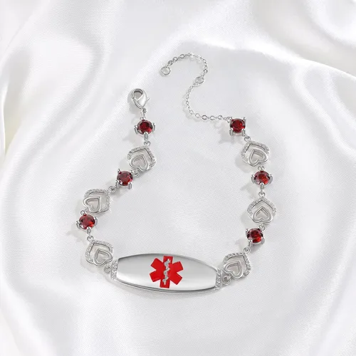 Vista 4 de Pulseras de identificación médica personalizadas de acero inoxidable para mujeres