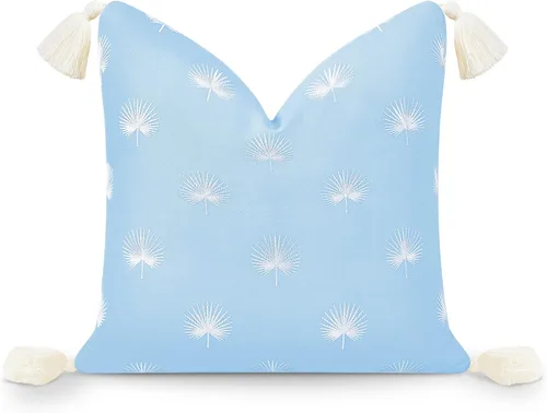 Vista 13 de Hofdeco Premium - Funda decorativa para cojín de estilo Coastal Hampton, para patio, interior y exterior, de 18 x 18 pulgadas, resistente al agua