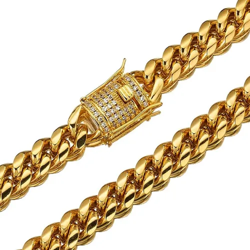 Vista 3 de Collar o pulsera de cadena de eslabones cubanos de oro de 18 quilates para hombres y mujeres de 0.315in, 0.394in, 0.472in, 0.551in, 0.709in, cadena