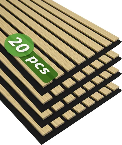 Vista 13 de Art3d Paquete de 4 paneles de listones de madera insonorizados de 12 x 24 pulgadas, paneles de pared acústicos de 8 pies cuadrados, paneles de pared