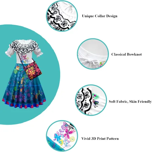 Vista 3 de Dotrewes Toddlers Princess Dress Little Girls Fancy Party Dress Up Kids Movie Role Play Costumes