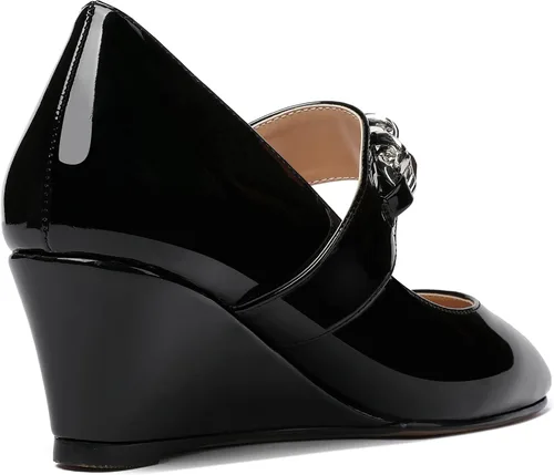 Vista 5 de WAYDERNS Zapatos de tacón bajo Mary Jane con cordones y cadena de metal con punta cuadrada para mujer, zapatos de tacón bajo, 2 pulgadas