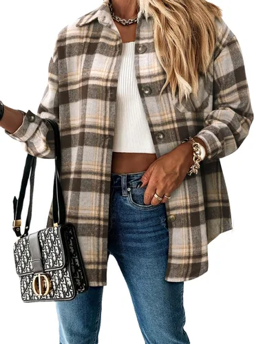 Vista 54 de ZOLUCKY Chaqueta de manga larga con botones para mujer, talla grande, blusas