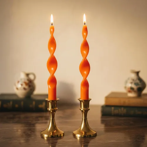 Vista 27 de Candelabros en espiral verde y velas cónicas verdes - Gedengni 7.5 pulgadas Velas cónicas cortas y encantadoras con diseño retorcido, velas sin